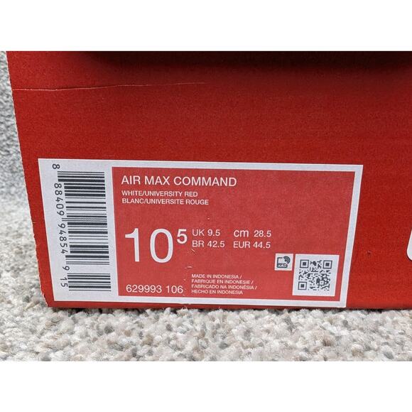 Nike Air Max Command Shoes Mens 10.5 White University Red Running Sneakers - Picture 8 of 11